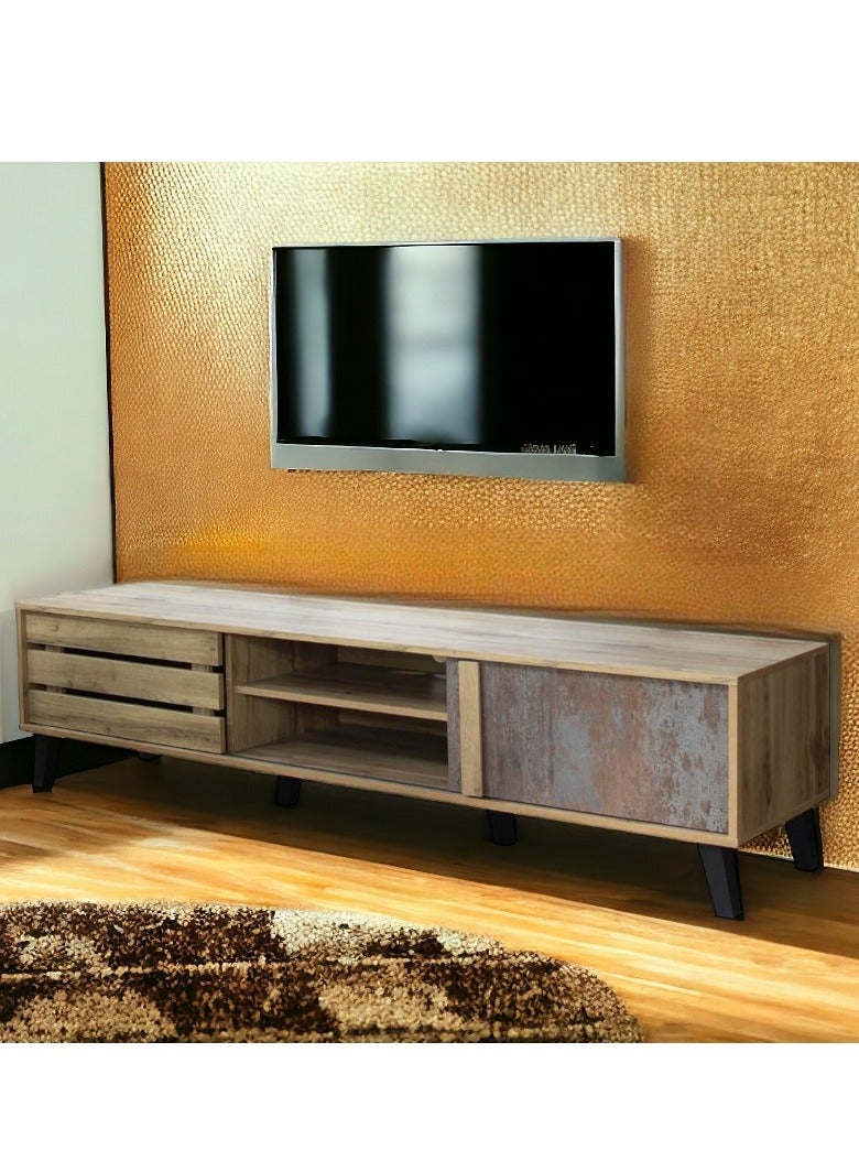 l'elefante Modern Wooden TV Stand for 65 Inch TV – MDF Entertainment Console Table with Cabinets & Shelves – Living Room Media Storage Unit – Cable Management – Stylish Minimalist TV Unit for Home, Bedroom or Office - Image 2