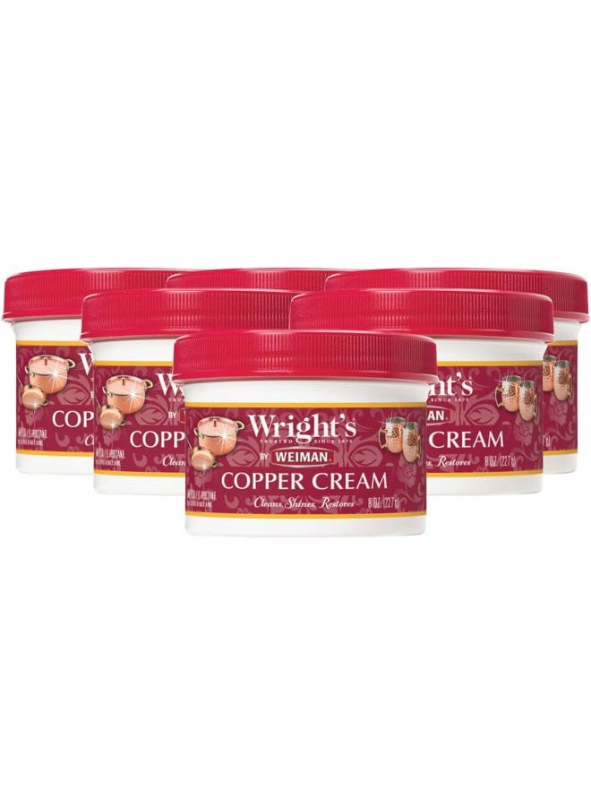 Wright's Copper and Brass Cream Cleaner - Gently Cleans and Removes Tarnish Without Scratching, 8 Ounce (Pack of 6) - Image 1
