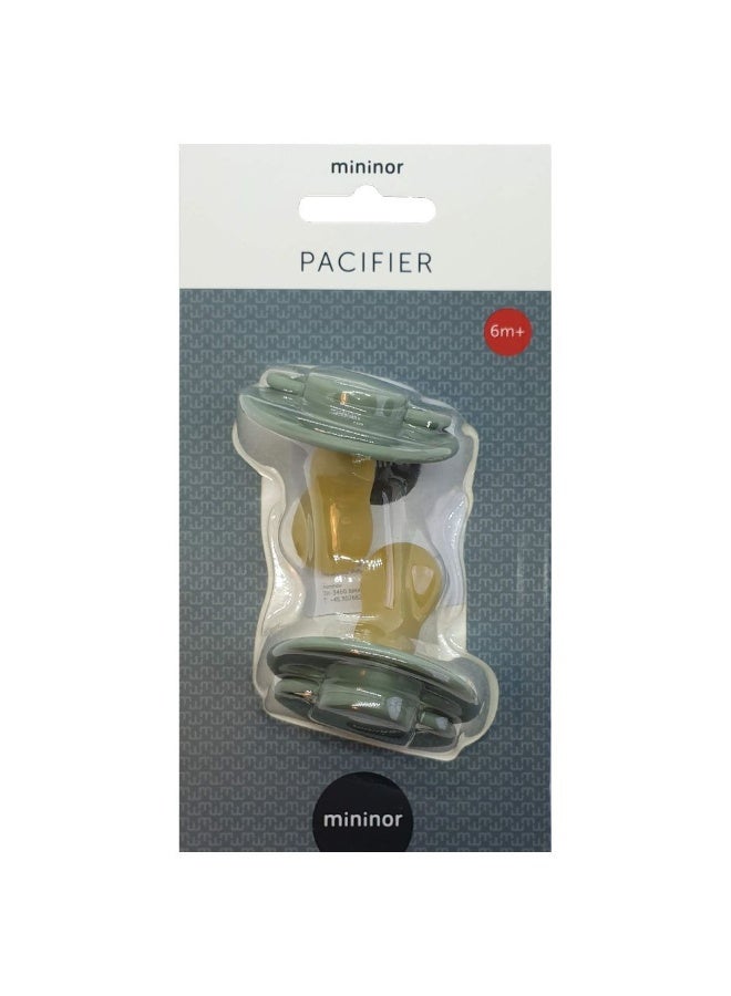 Mininor Pack of 2 Baby Round Pacifier Latex, 6 Months +, Willow Green - Image 1