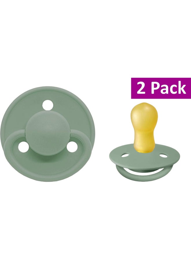Mininor Pack of 2 Baby Round Pacifier Latex, 6 Months +, Willow Green - Image 5