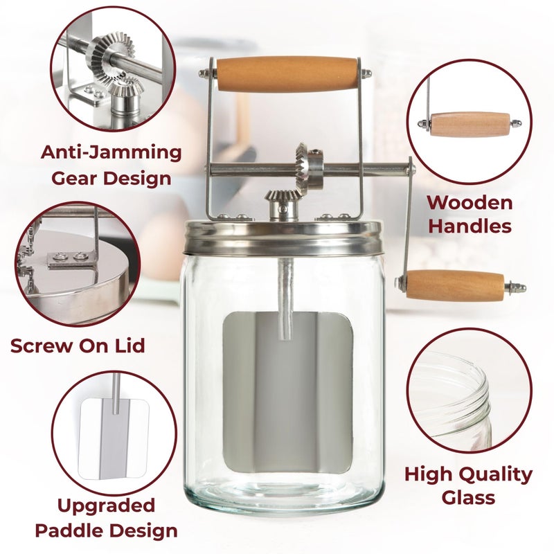 Roman Ventures Dazey Butter Churn - Hand Crank Butter Churner- Manual Butter Maker- Beech Wood BUTTER PADDLES INCLUDED. Create Delicious Homemade Butter With Your Own Hand Crank Dazey Butter Churner (Turn N Churn) - Image 3