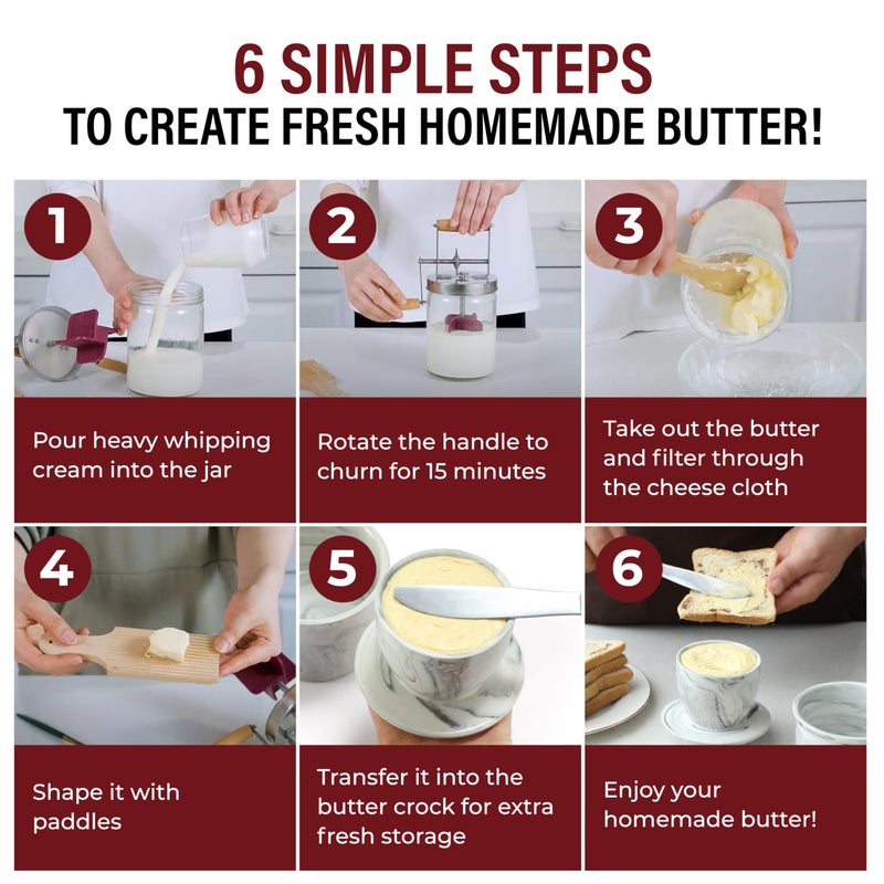 Roman Ventures Dazey Butter Churn - Hand Crank Butter Churner- Manual Butter Maker- Beech Wood BUTTER PADDLES INCLUDED. Create Delicious Homemade Butter With Your Own Hand Crank Dazey Butter Churner (Turn N Churn) - Image 5