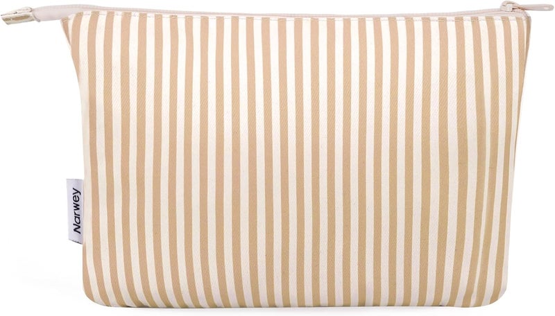 Narwey Small Makeup Bag for Purse Travel Makeup Pouch Cosmetic Bag Zipper Pouch Bags for Women (Light Stripe)
