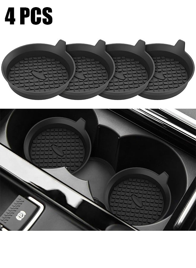 HY Car Coasters 4 Pack Silicone Car Cup Coasters Cup Mats Universal Non Slip Recessed Car Interior Accessories Car Cup Holder Insert Coasters Black - Image 1