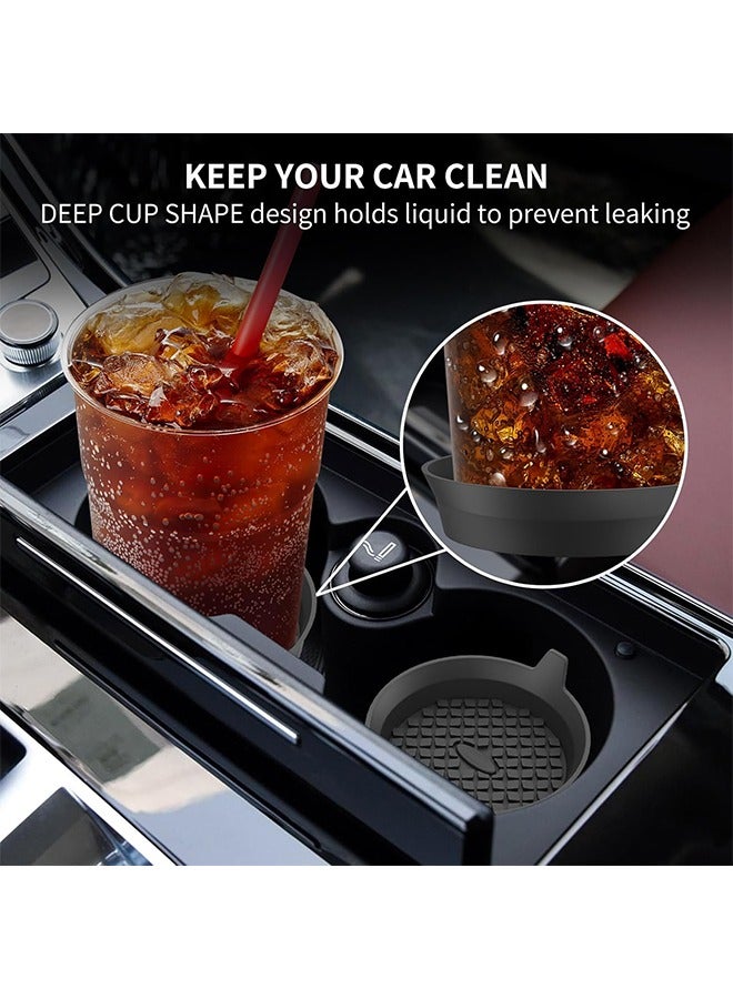 HY Car Coasters 4 Pack Silicone Car Cup Coasters Cup Mats Universal Non Slip Recessed Car Interior Accessories Car Cup Holder Insert Coasters Black - Image 3