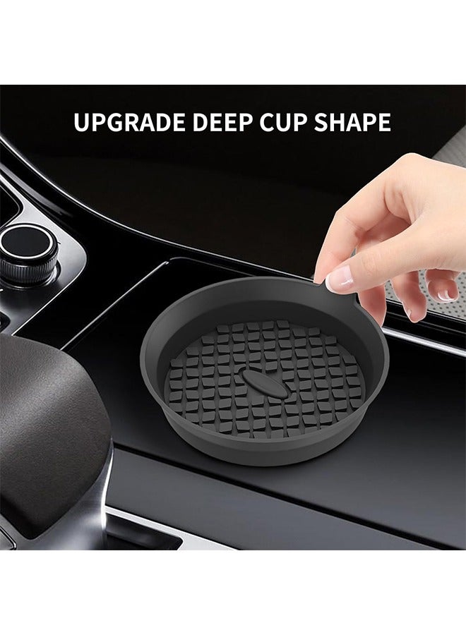 HY Car Coasters 4 Pack Silicone Car Cup Coasters Cup Mats Universal Non Slip Recessed Car Interior Accessories Car Cup Holder Insert Coasters Black - Image 4