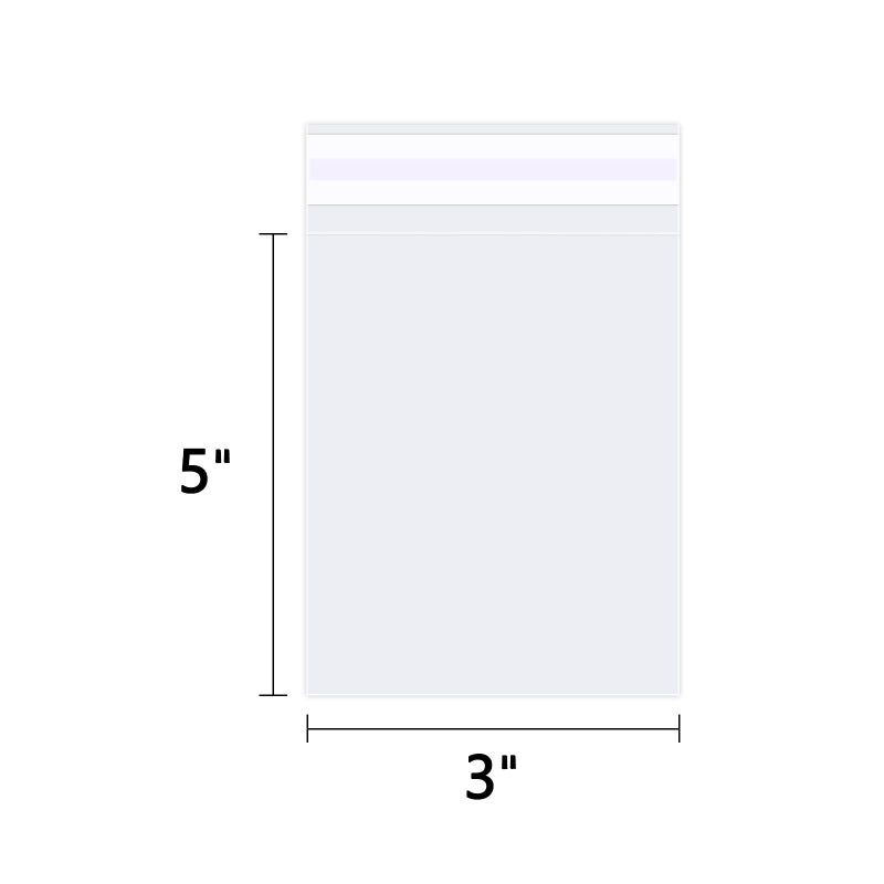 WEPOLY - 3" x 5" (100 Count) Clear Small Cellophane Bags - Self Sealing Cello Plastic Poly Bags- for Photo, Jewely, Bakey, Treats, Candies - Image 2