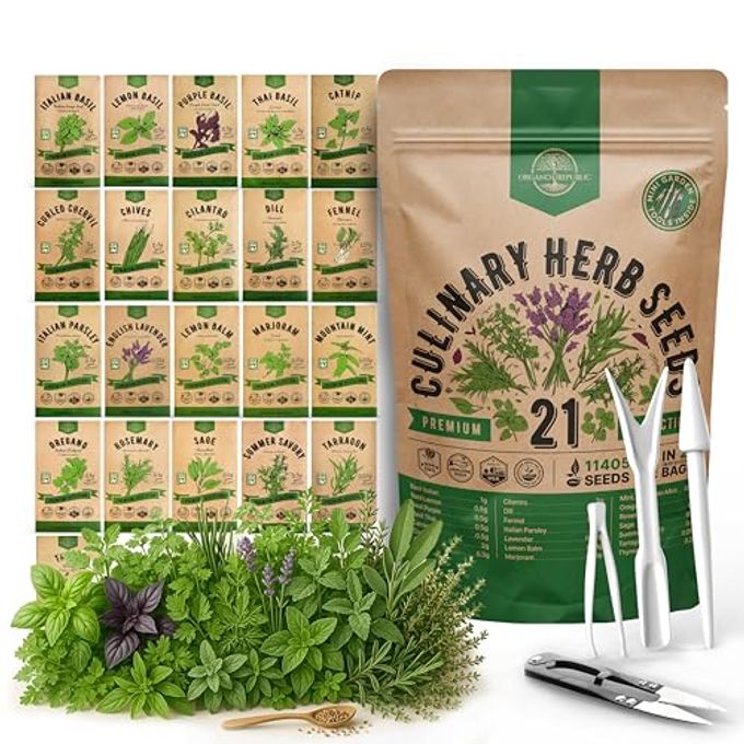 Organo Republic 21 Culinary Herb Seeds Variety Pack Heirloom, Non-Gmo, Herb Seeds For Planting Outdoor And Indoor Home Gardening. Over 11,400+ Seeds Including Rosemary, Thyme, Oregano, Mint, Basil, Parsley & More - Image 4