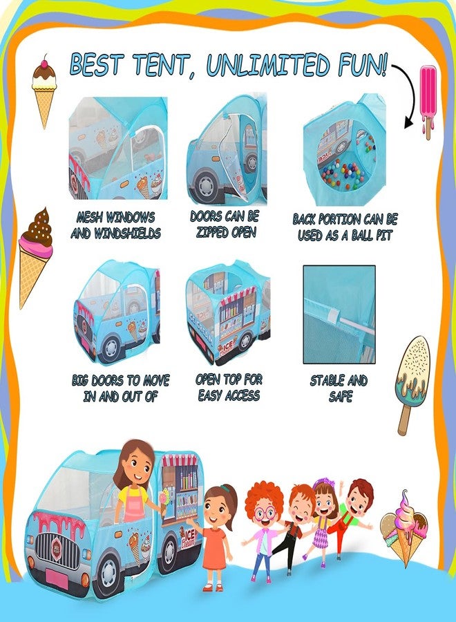 LimitlessFunN Ice Cream Truck Pop Up Kids Play Tent | Includes Carrying Case |, Children Indoor Icecream Playhouse for Boys, Toddlers, 25.6" D x 55" W x 29.5" H (Ice Cream) - Image 3