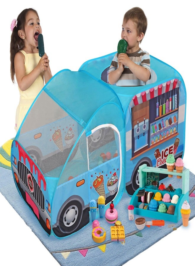 LimitlessFunN Ice Cream Truck Pop Up Kids Play Tent | Includes Carrying Case |, Children Indoor Icecream Playhouse for Boys, Toddlers, 25.6" D x 55" W x 29.5" H (Ice Cream) - Image 1