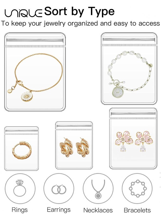 Unique 25 Pcs 5 Sizes Clear PVC Jewelry Bags - Plastic Transparent Jewelry Rings Earrings Packing Storage Pouch Anti Tarnish Zip Lock Bags for Holding Jewelries (Clear/5 Szies Mixed) - Image 3