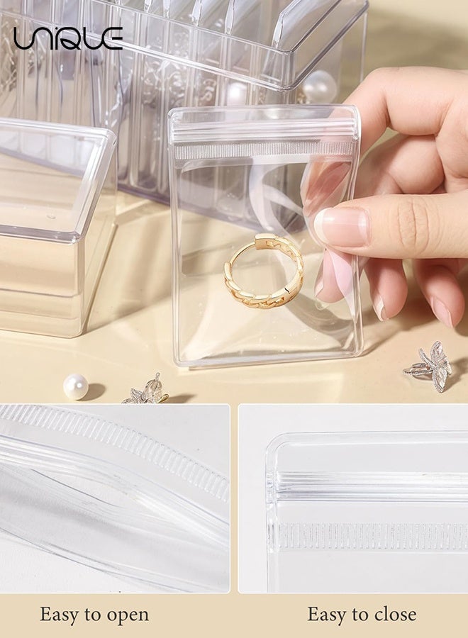 Unique 25 Pcs 5 Sizes Clear PVC Jewelry Bags - Plastic Transparent Jewelry Rings Earrings Packing Storage Pouch Anti Tarnish Zip Lock Bags for Holding Jewelries (Clear/5 Szies Mixed) - Image 4