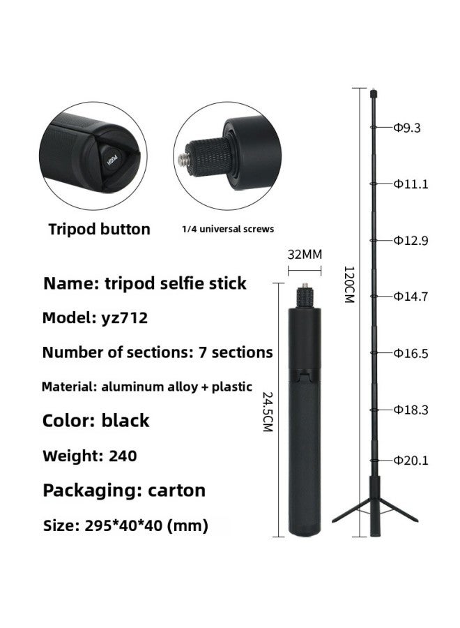 Insta360x2/3 Invisible Rod Rotating Handle Tripod Carbon Fiber Scene Camera Selfie Stick Digital Computer Camera Selfie Stick-Color:Tripod Selfie Stick