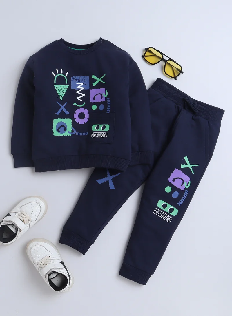 victor and jane Boys' 2-Piece Set - Sweatshirt and Jogger Set -Navy