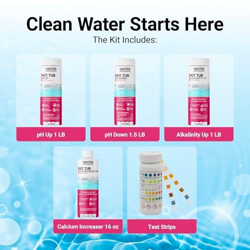 Bio Ouster Hot Tub Water Balancing Kit – Spa pH Up, pH Down, Alkalinity Increaser, Calcium Hardness Increaser & Test Strips – Spa Chemicals Starter Kit for Inflatable & Acrylic Hot Tubs – Made in USA - Image 2