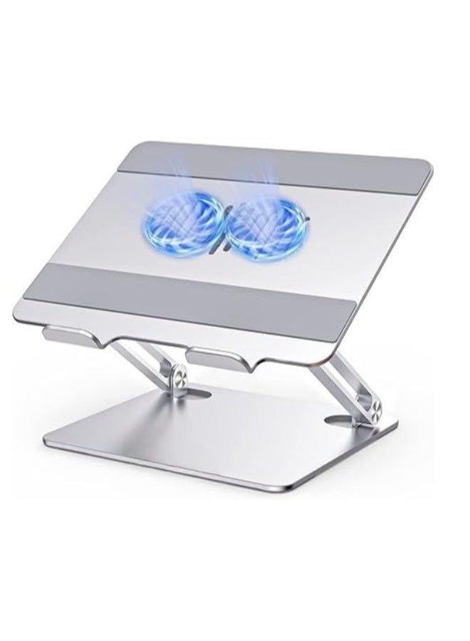 حامل لابتوب قابل للتعديل مع مروحة تبريد USB، تصميم مريح من الألومنيوم لتحسين زاوية الاستخدام، مناسب لأجهزة اللابتوب مقاس 9 إلى 16 بوصة - Image 1