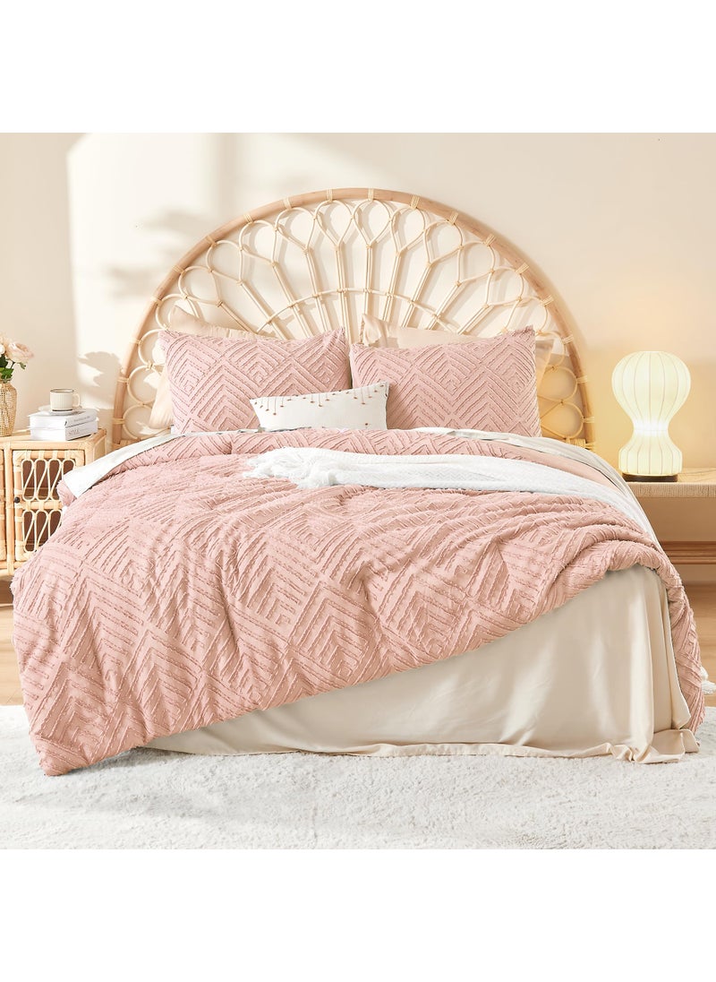 Litanika Litanika Blush Pink King Size Comforter Set  3 Pieces Tufted Boho Farmhouse Bedding Comforter Sets  Lightweight Fluffy Comforter Bed Set for All Season (104x90In Comforter and 2 Pillowcases)  - Image 2
