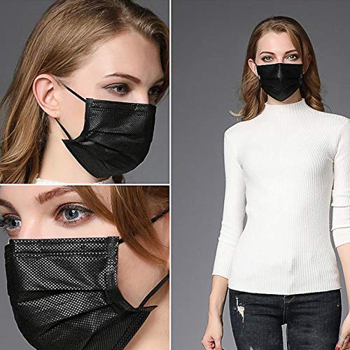 NNPCBT 100PCS 3 Ply Black Disposable Face Mask Filter Protection Face Masks - Image 5