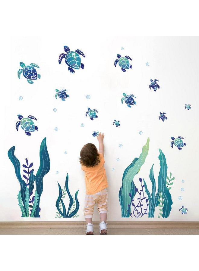 hanlongyu Sea Turtle Decor Wall Decals, 3D Ocean Grass Seaweed Stickers, Under The Sea Wall Decals Peel and Stick Bubbles Wall Stickers for Bathroom Bedroom Nursery Room Decoration - Image 5