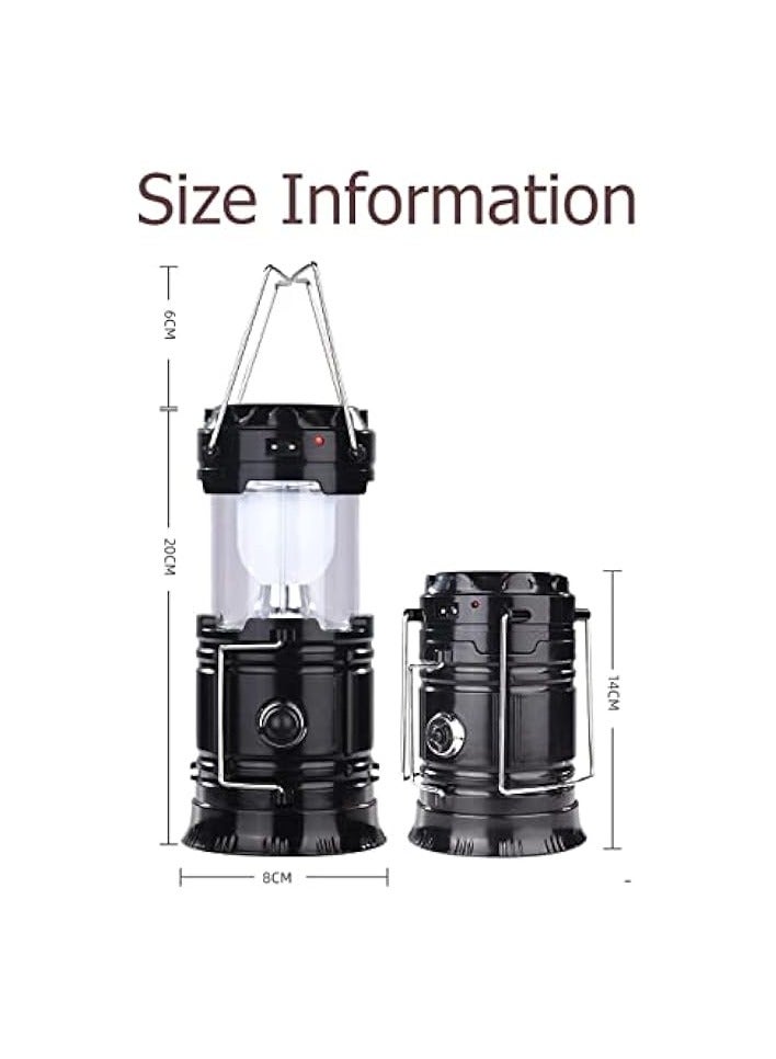 erorex 2pcs Rechargeable Camping Lantern for Power Outages, Emergency Light for Home, Hiking, Camping Gear Accessories, Foldable and Portable for Emergency, Black - Image 2