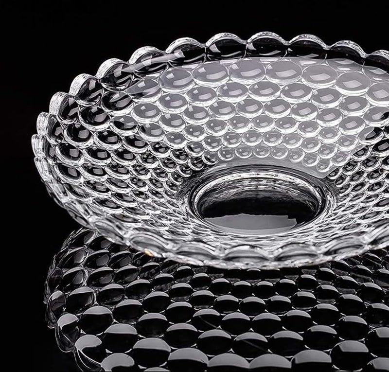 Luximal Glass Fruit Bowl Plate for Dining Table Classic Bubble Design Dry Fruit Chocolate Tray Crystal Decoration Serving Bowl Dessert Plate Bubble_Bowl - Image 4