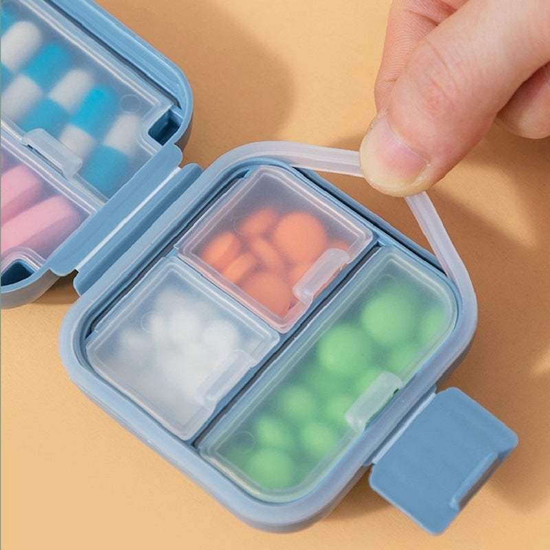 Portable Mini Pill Box Silicone Ring Double Sealed Medicine Pill Storage Box Snap-on Split Pill Box(5-Blue) - Image 4
