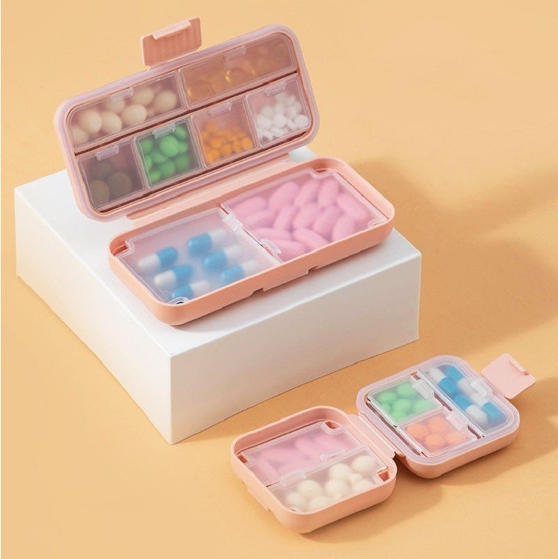 Portable Mini Pill Box Silicone Ring Double Sealed Medicine Pill Storage Box Snap-on Split Pill Box(5-Blue) - Image 5