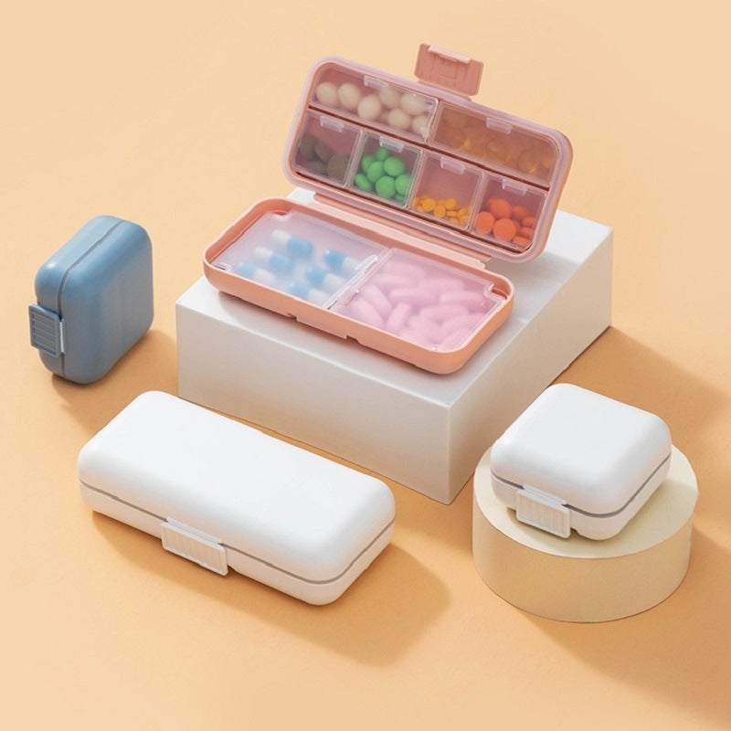 Portable Mini Pill Box Silicone Ring Double Sealed Medicine Pill Storage Box Snap-on Split Pill Box(5-Blue) - Image 2