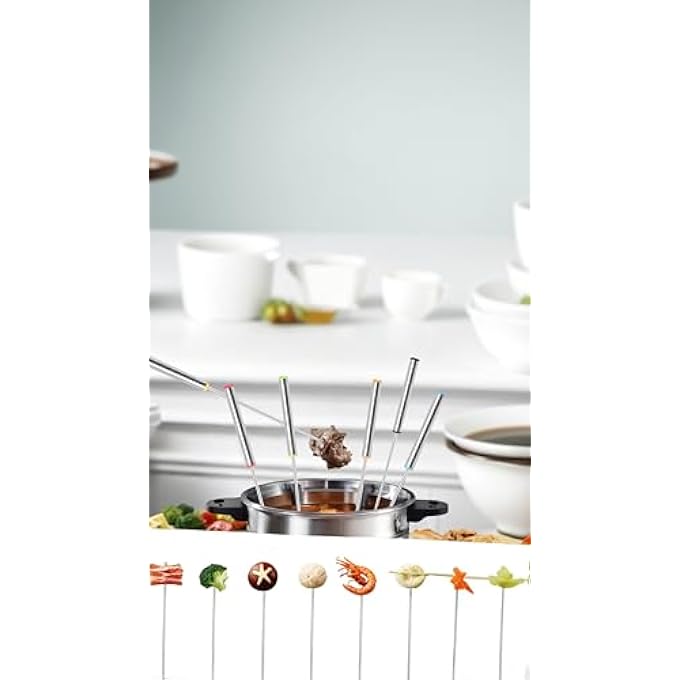 Honwor Stainless Steel Fondue Forks Set 95 Inch Heat Resistant Handles Dishwasher Safe Ideal For Chocolate Cheese Hot Pot Bbq Marshmallows - Image 5