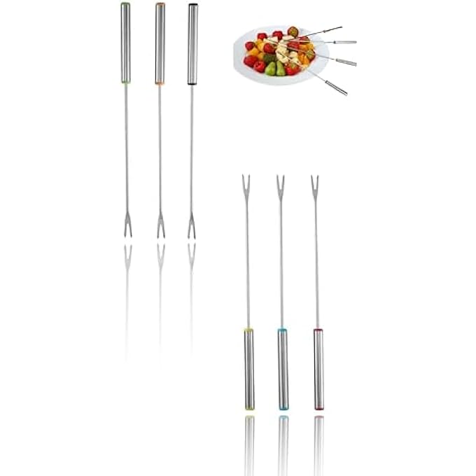 Honwor Stainless Steel Fondue Forks Set 95 Inch Heat Resistant Handles Dishwasher Safe Ideal For Chocolate Cheese Hot Pot Bbq Marshmallows - Image 2