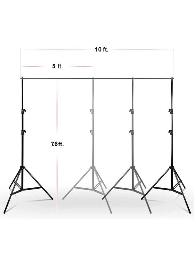 10 ft. Wide Backdrop Stand, 9 x 13 ft. Silky Texture Green Screen Chromakey Background Backdrop with 4 Set of Strong Clamps and String Clips, JSAG704