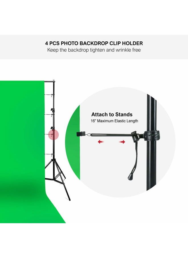 JS JULIUS STUDIO 10 ft. Wide Backdrop Stand, 9 x 13 ft. Silky Texture Green Screen Chromakey Background Backdrop with 4 Set of Strong Clamps and String Clips, JSAG704  - Image 2