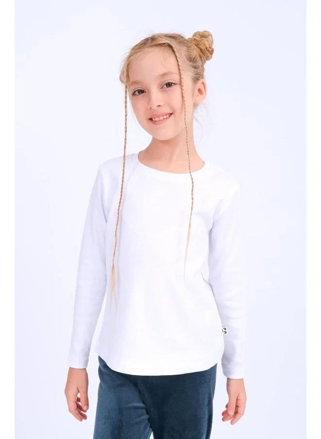 Perendi Unisex Child Bicycle Collar Long Sleeve Basic Bodysuit - White