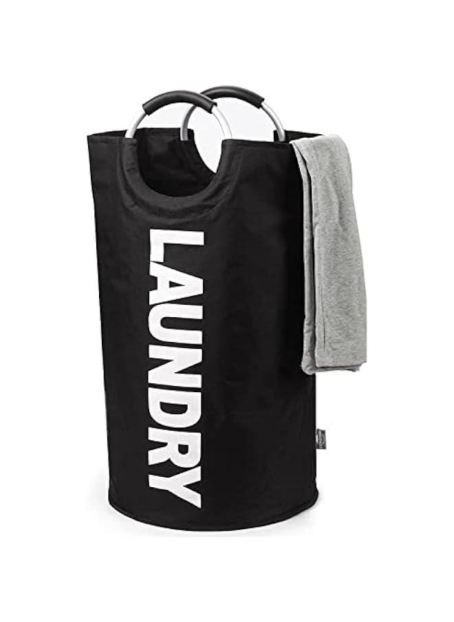 FYLX Laundry Basket Laundry Hamper all Cotton Storage Basket with Handles Collaible Laundry Hamper Foldable Clothes Bag Folding Washing Bin Black Black)  - Image 1