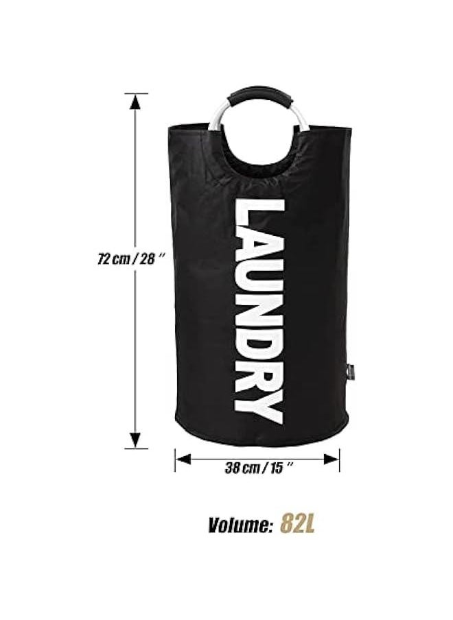 FYLX Laundry Basket Laundry Hamper all Cotton Storage Basket with Handles Collaible Laundry Hamper Foldable Clothes Bag Folding Washing Bin Black Black)  - Image 2