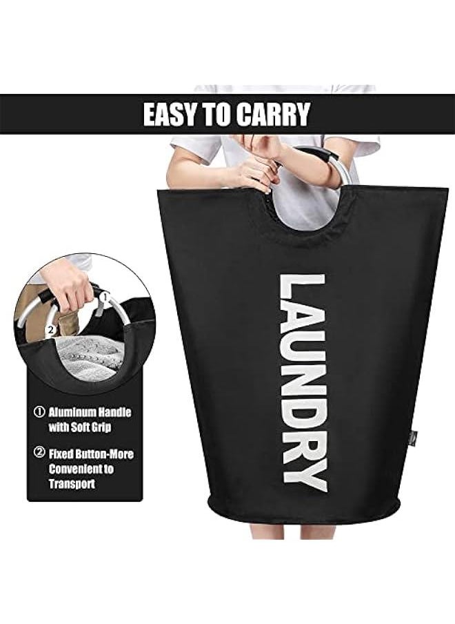 FYLX Laundry Basket Laundry Hamper all Cotton Storage Basket with Handles Collaible Laundry Hamper Foldable Clothes Bag Folding Washing Bin Black Black)  - Image 5