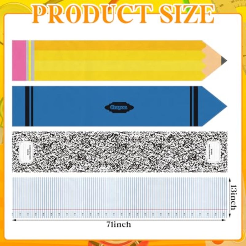 4 Pcs Preschool Back to School Table Runner 71 x 13 Inch First Day of School Kindergarten Tablecloth Ruler Note Classroom Decor for Teacher Dining Room Party - Image 2