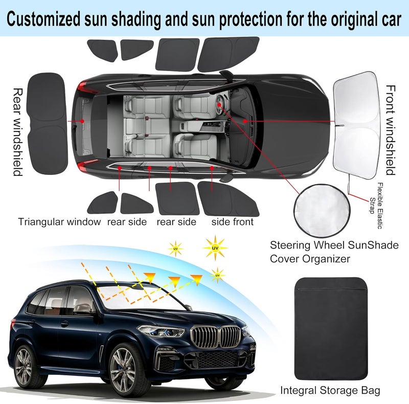 LHFLIVE 8PCS Windshield Sun Shade for BMW X5 (2019-2025) - Foldable Sunshade Set - Image 4