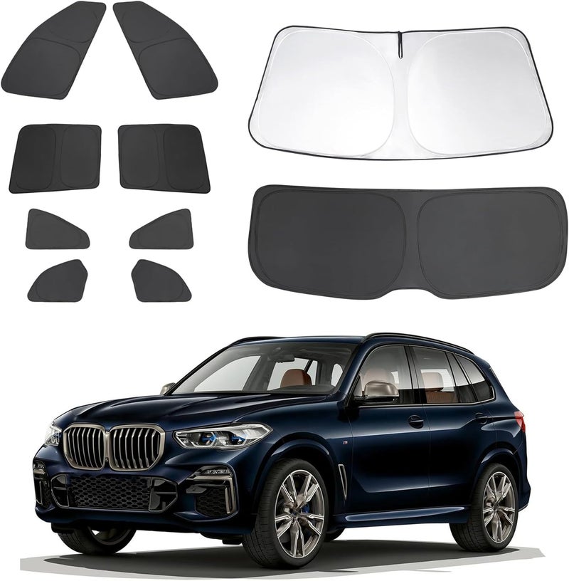 LHFLIVE 8PCS Windshield Sun Shade for BMW X5 (2019-2025) - Foldable Sunshade Set - Image 1