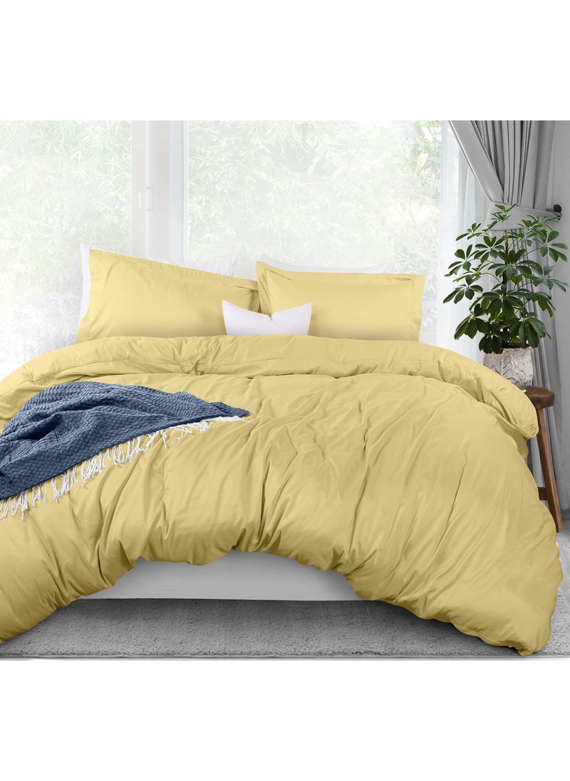 Utopia Bedding Utopia Bedding Duvet Cover King Size Set - 1 Duvet Cover with 2 Pillow Shams - 3 Pieces Comforter Cover with Zipper Closure - Ultra Soft Brushed Microfiber  104 X 90 Inches (King  Yellow) 