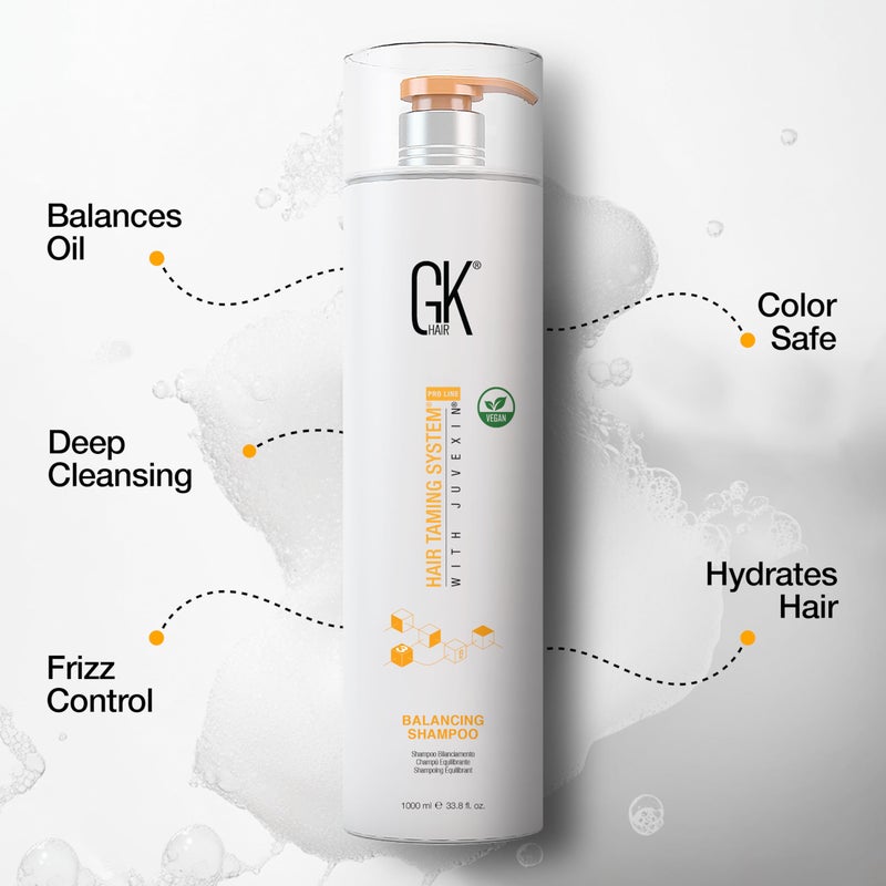 GK HAIR Balancing Shampoo Repairs Dry Damage For Oily Flaky Itchy Scalp Thinning Removes Impurities Deep Cleansing Natural Moisture Keratin Treatment Sulfate Parabem Free All Hair Types - 33.8 Ounce - Image 4
