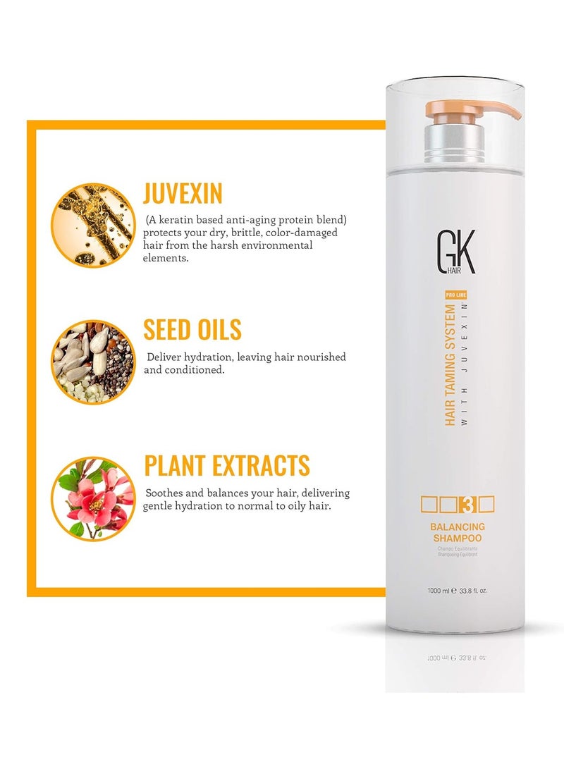 GK Hair GK HAIR Global Keratin Balancing Shampoo (33.8 Fl Oz/1000ml) For Oily & Color Treated Hair Deep Cleansing, Restores pH Levels Ideal for Over-Processed and Environmentally Stressed Hair - Image 3