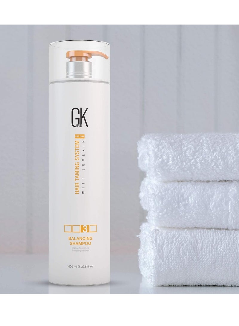 GK Hair GK HAIR Global Keratin Balancing Shampoo (33.8 Fl Oz/1000ml) For Oily & Color Treated Hair Deep Cleansing, Restores pH Levels Ideal for Over-Processed and Environmentally Stressed Hair - Image 4