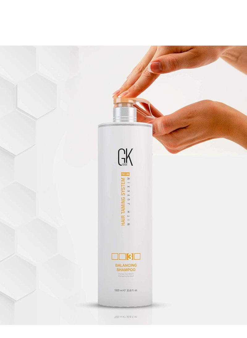 GK Hair GK HAIR Global Keratin Balancing Shampoo (33.8 Fl Oz/1000ml) For Oily & Color Treated Hair Deep Cleansing, Restores pH Levels Ideal for Over-Processed and Environmentally Stressed Hair - Image 5