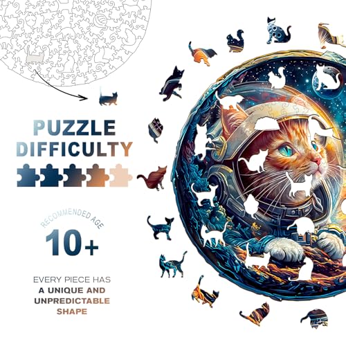 Purdicra Wooden Jigsaw Puzzles Space Cat Wooden Puzzles for Adults with Unique Shape Adult Jigsaw Puzzle Birthday Gifts for Adults 134x132300pcs - Image 5