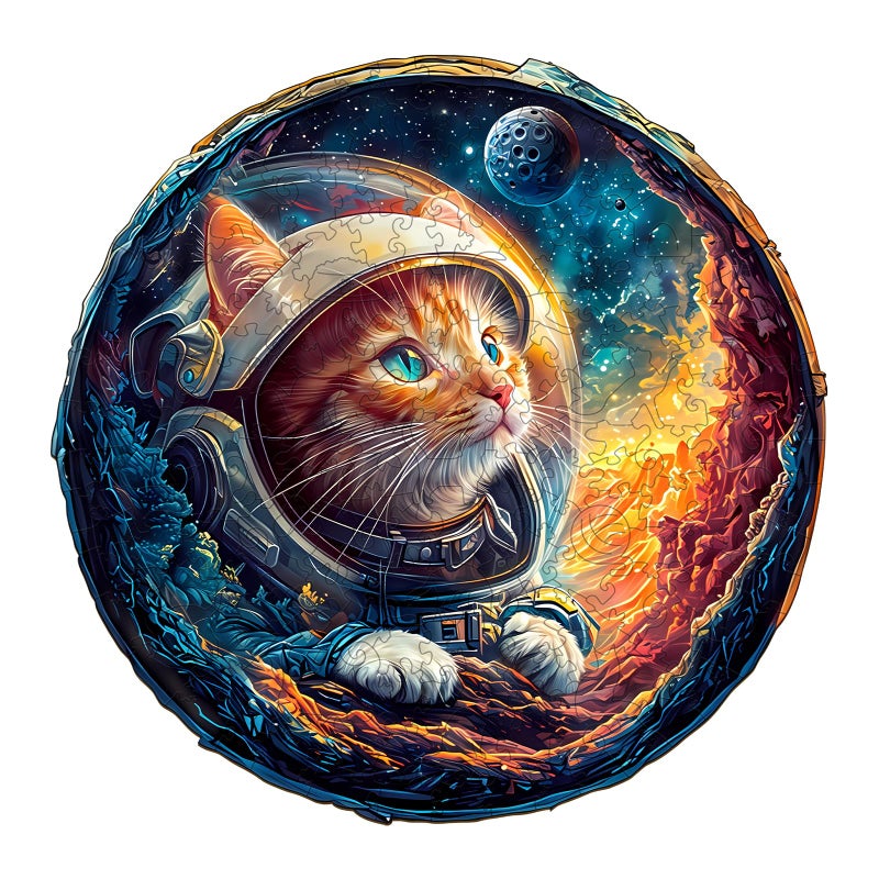 Purdicra Wooden Jigsaw Puzzles Space Cat Wooden Puzzles for Adults with Unique Shape Adult Jigsaw Puzzle Birthday Gifts for Adults 134x132300pcs - Image 3