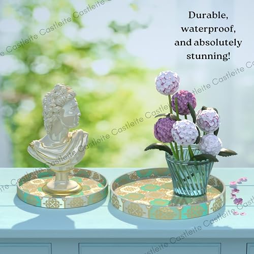 Castleite Ember Decorative Round Wooden Tray Set of 2 Handcrafted Trays for Serving, Use in Kitchen, Dining Table, Decor or Storage - Epoxy Resin Coated - Large, Small (Nobreza) - Image 4