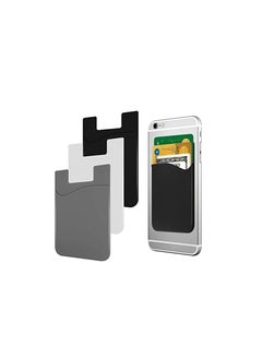 Excefore 3pcs Cellphone Card Holder Back Wallet, Silicone Adhesive Stick-on Credit Card ID Card Keeper  - Image 2