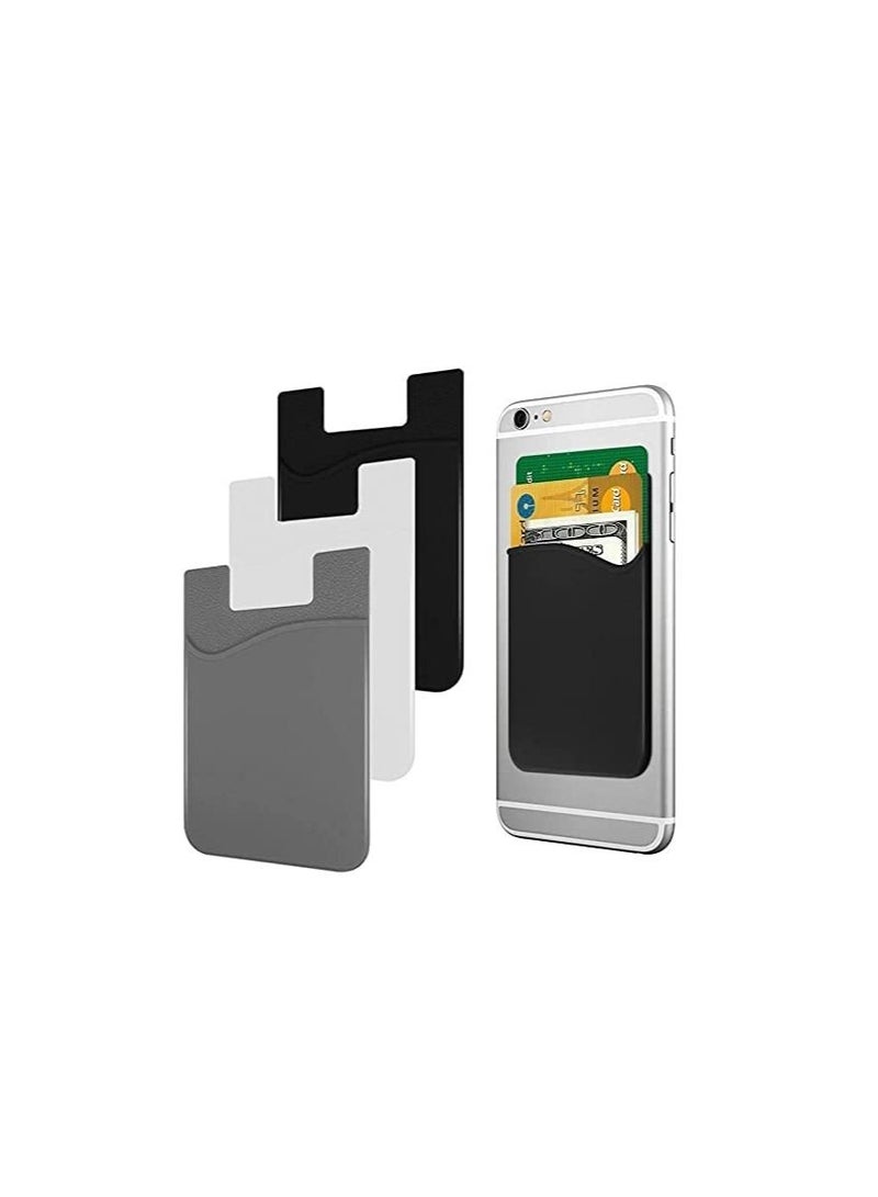 Excefore 3 قطع من حامل بطاقات الهاتف المحمول، محفظة خلفية لاصقة من السيليكون لحفظ بطاقات الائتمان والهوية - Image 2