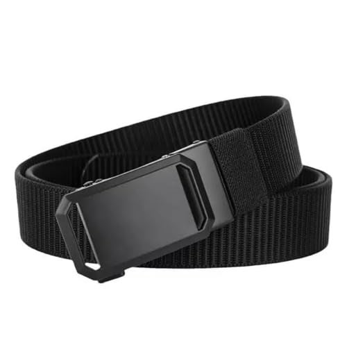 DOUSHI Nylon Canvas Belt with Metal Buckle, Auto Lock, Casual or Formal Style for Work & Casual, Multifunctional Belt for Men and Women (Color - Black | Waist up to 40 inches) - Image 1